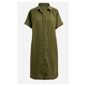 NWOT Medium JCrew Baird McNutt Irish Linen Shirtdress Olive